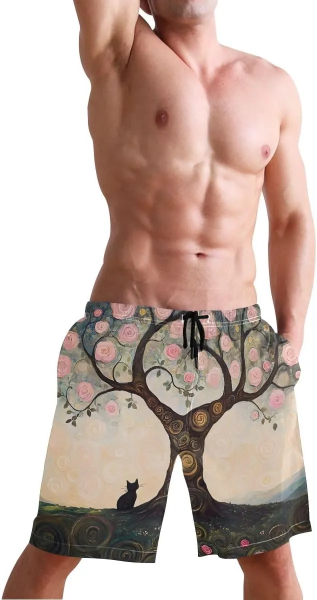 ODAWA Dancing Dogs Mens Beach Shorts Quick Dry Men's Swim Shorts with Pockets