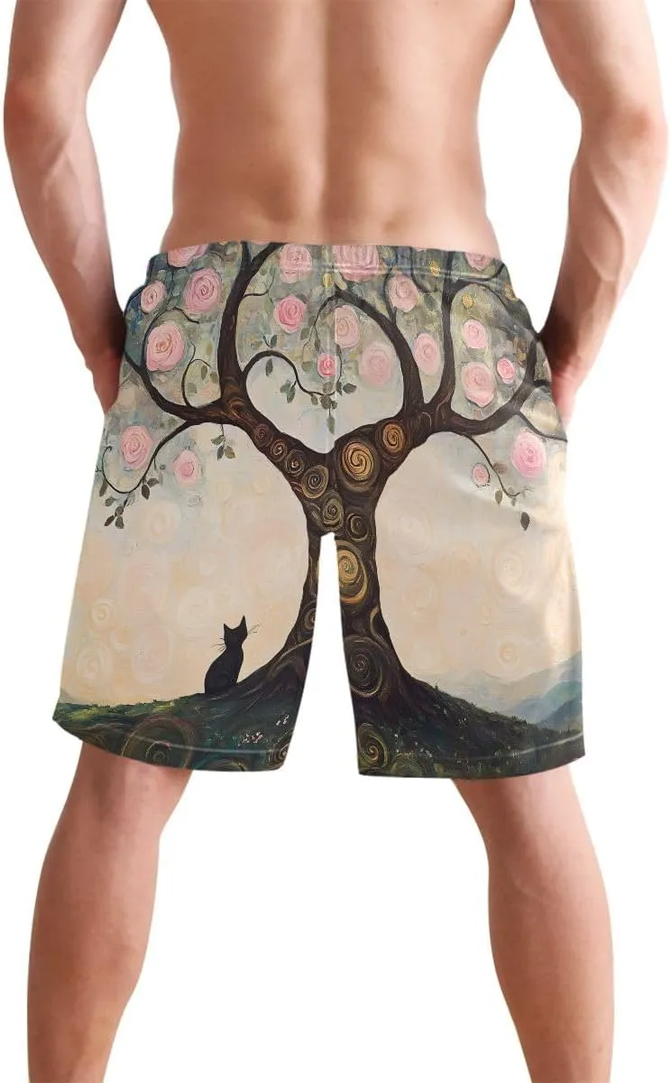 ODAWA Dancing Dogs Mens Beach Shorts Quick Dry Men's Swim Shorts with Pockets