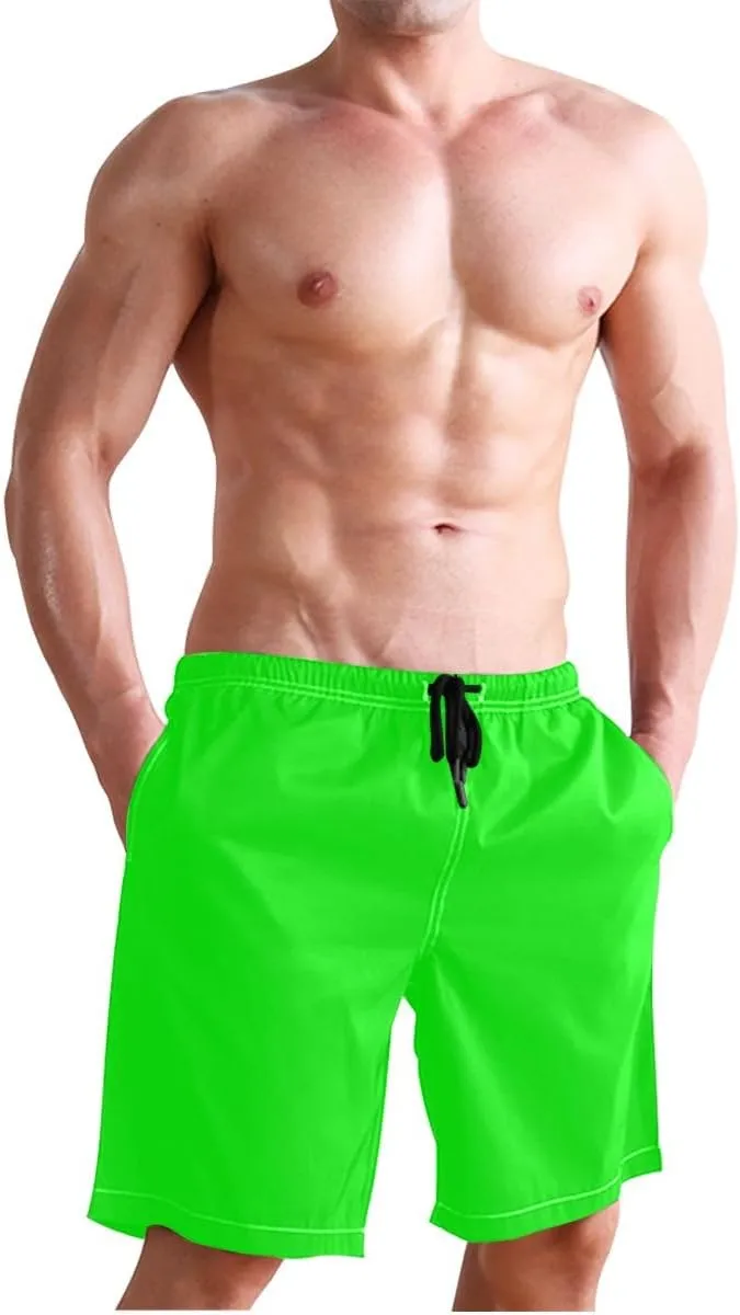 ODAWA Lime Swimming Trunks for Men Quick Dry Mens Swim Trunks with Mesh Liner