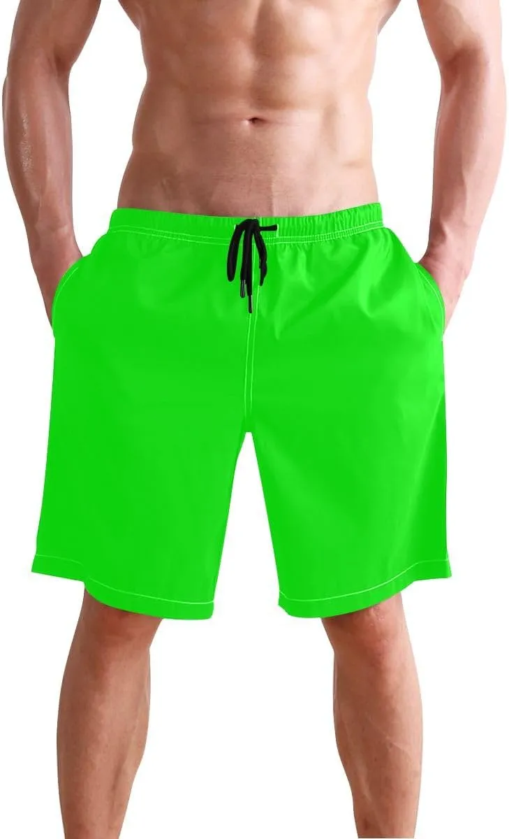 ODAWA Lime Swimming Trunks for Men Quick Dry Mens Swim Trunks with Mesh Liner