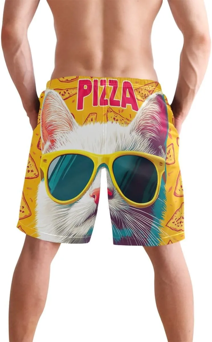 ODAWA Skateboarding Dinosaur Mens Swim Suit Trunks Casual Elastic Waist Drawstring Summer Beach Shorts