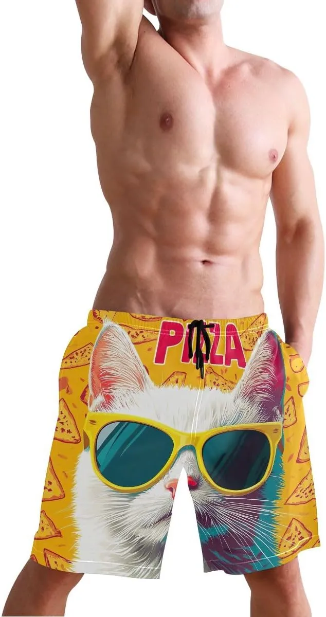 ODAWA Skateboarding Dinosaur Mens Swim Suit Trunks Casual Elastic Waist Drawstring Summer Beach Shorts