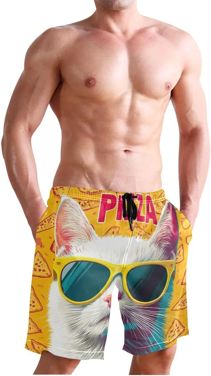 ODAWA Skateboarding Dinosaur Mens Swim Suit Trunks Casual Elastic Waist Drawstring Summer Beach Shorts