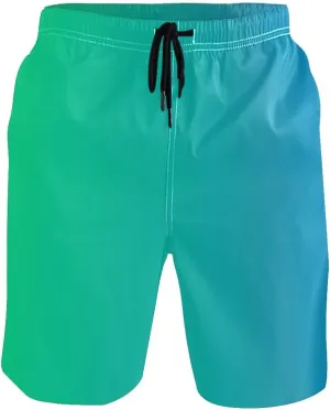 ODAWA Yellow Green Gradient Swimming Trunks for Men Quick Dry Mens Swim Trunks with Mesh Liner