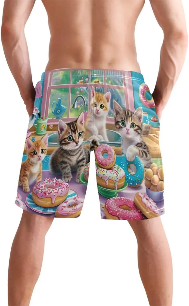 Otters Teal Mens Board Shorts Swimwear Casual Elastic Waist Drawstring Summer Beach Shorts
