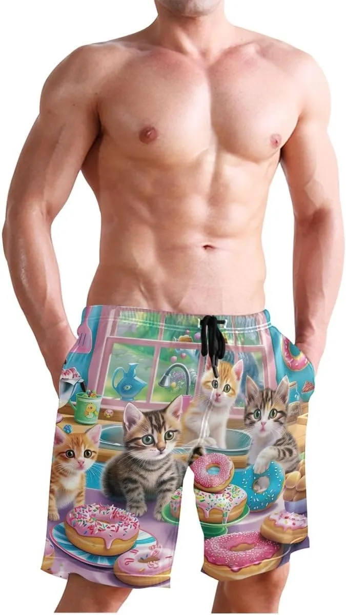 Otters Teal Mens Board Shorts Swimwear Casual Elastic Waist Drawstring Summer Beach Shorts