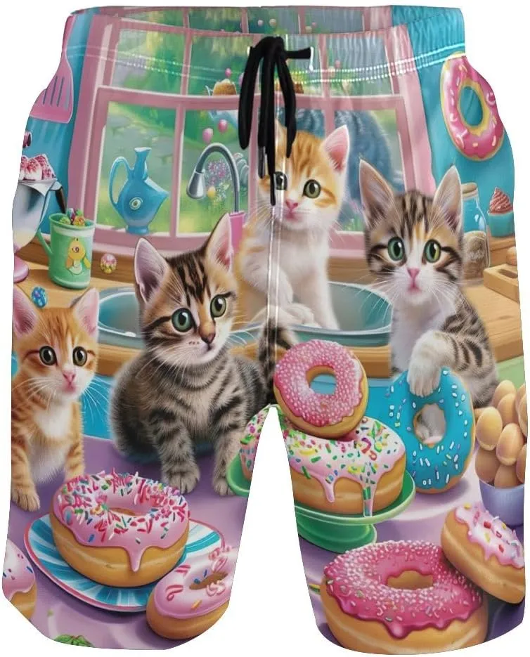 Otters Teal Mens Board Shorts Swimwear Casual Elastic Waist Drawstring Summer Beach Shorts