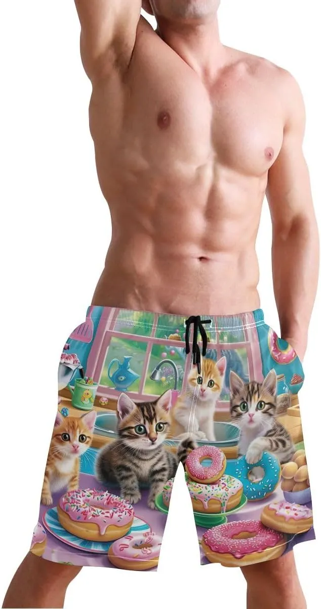 Otters Teal Mens Board Shorts Swimwear Casual Elastic Waist Drawstring Summer Beach Shorts