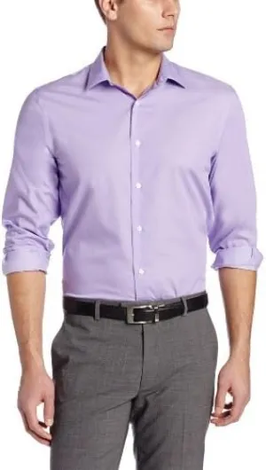 Perry Ellis Men’s Twill Long Sleeve Dress Shirt, Non-Iron, Point Collar, Regular Fit Button Down Shirt