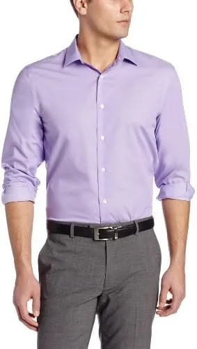 Perry Ellis Men’s Twill Long Sleeve Dress Shirt, Non-Iron, Point Collar, Regular Fit Button Down Shirt