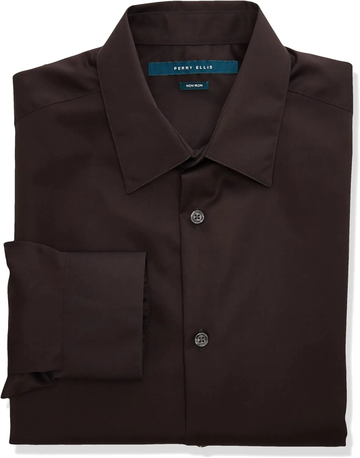 Perry Ellis Men’s Twill Long Sleeve Dress Shirt, Non-Iron, Point Collar, Regular Fit Button Down Shirt