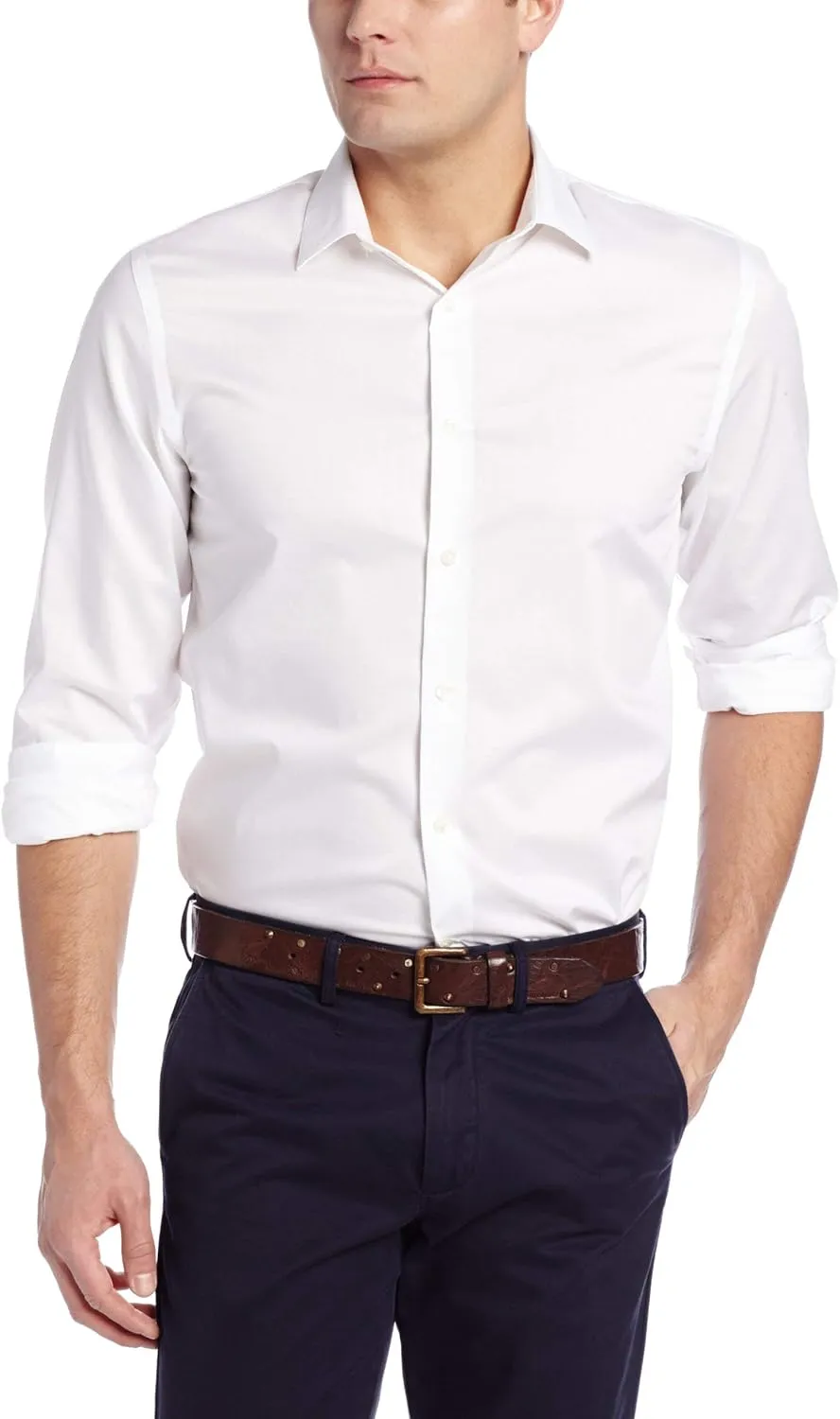 Perry Ellis Men’s Twill Long Sleeve Dress Shirt, Non-Iron, Point Collar, Regular Fit Button Down Shirt