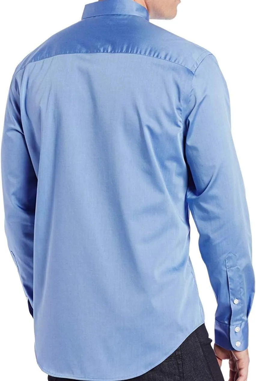 Perry Ellis Men’s Twill Long Sleeve Dress Shirt, Non-Iron, Point Collar, Regular Fit Button Down Shirt