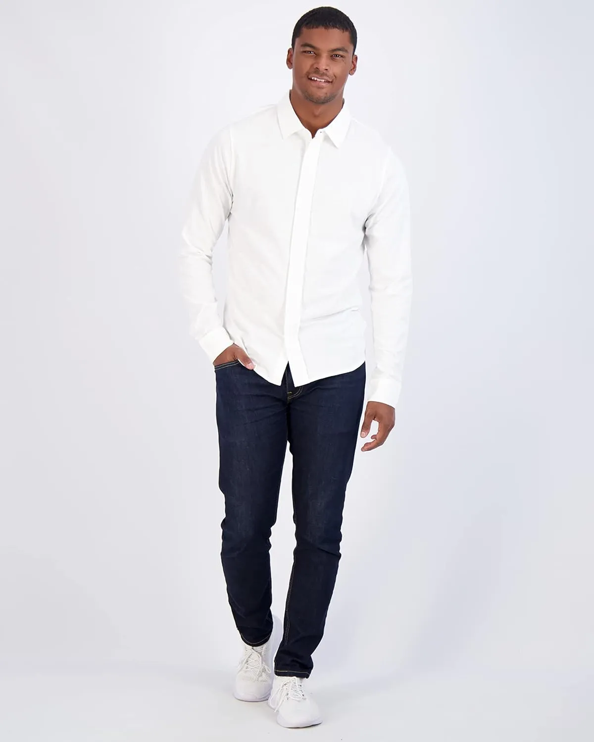 Real Essentials 3-Pack: Men's Classic Style Casual Long Sleeve Button Down Collared Shirt (Available in Big & Tall)
