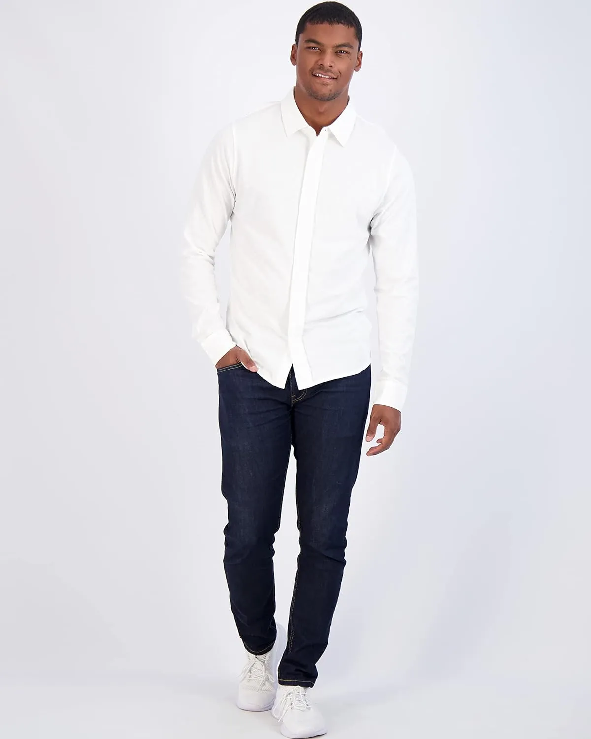 Real Essentials 3-Pack: Men's Classic Style Casual Long Sleeve Button Down Collared Shirt (Available in Big & Tall)