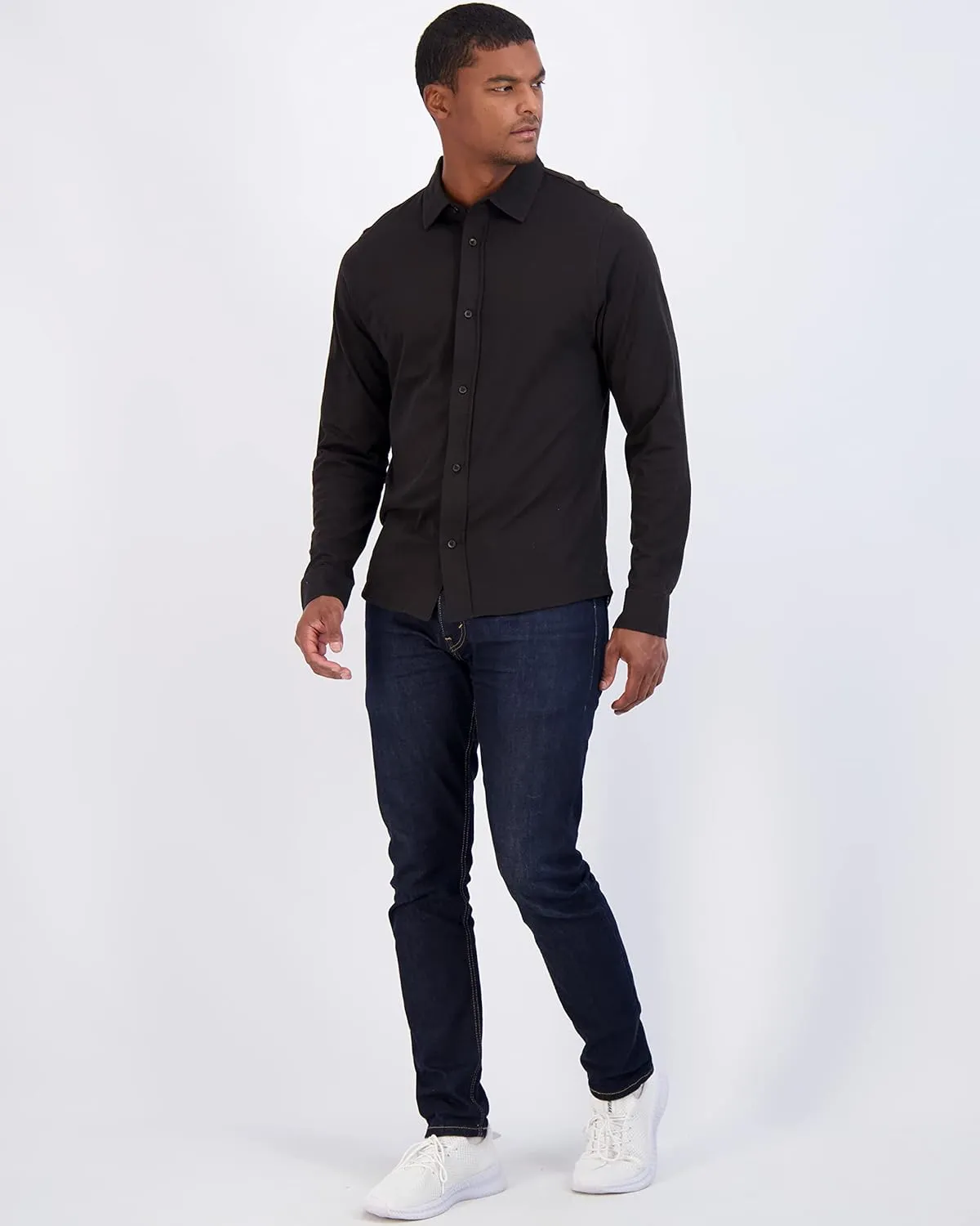 Real Essentials 3-Pack: Men's Classic Style Casual Long Sleeve Button Down Collared Shirt (Available in Big & Tall)