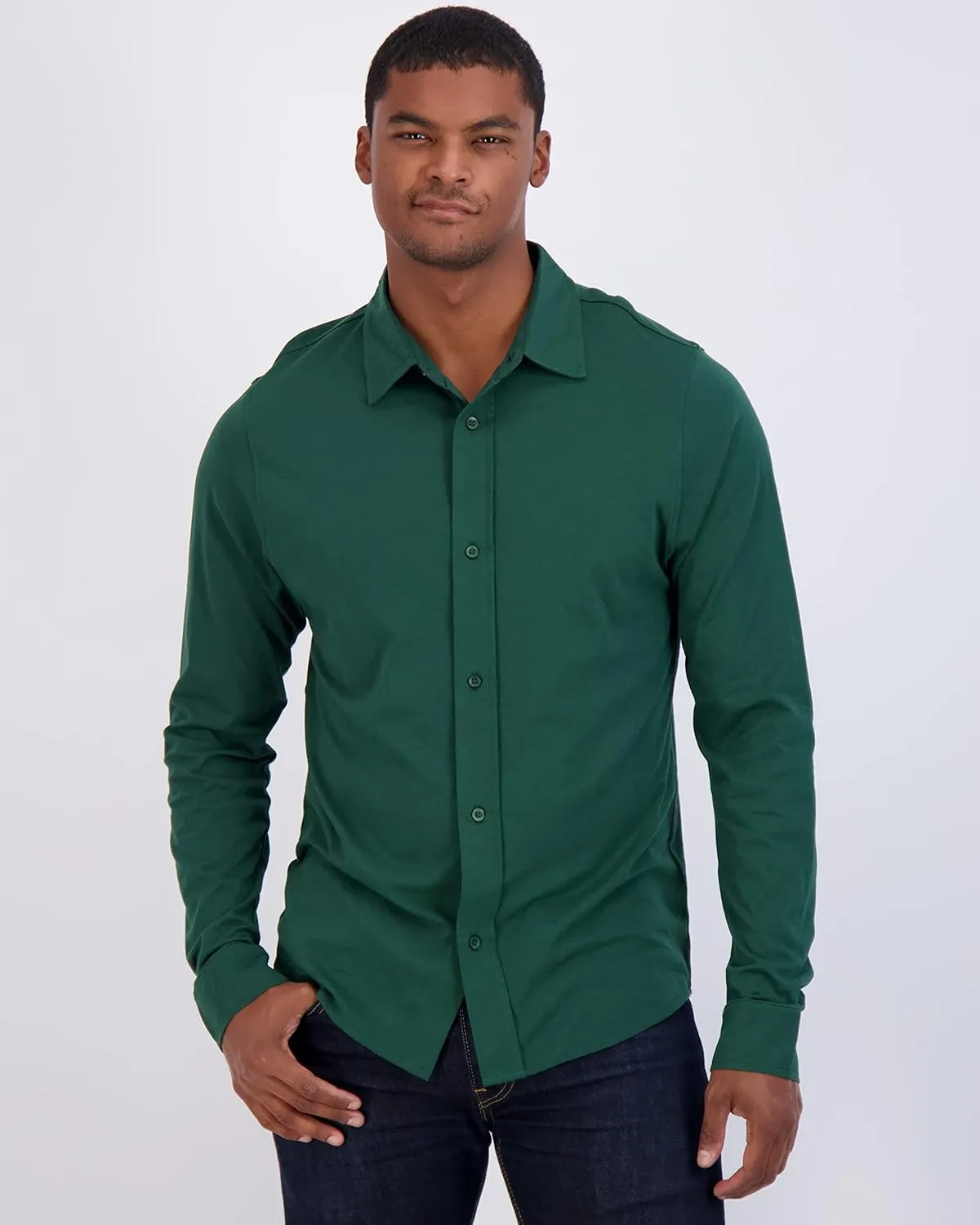 Real Essentials 3-Pack: Men's Classic Style Casual Long Sleeve Button Down Collared Shirt (Available in Big & Tall)
