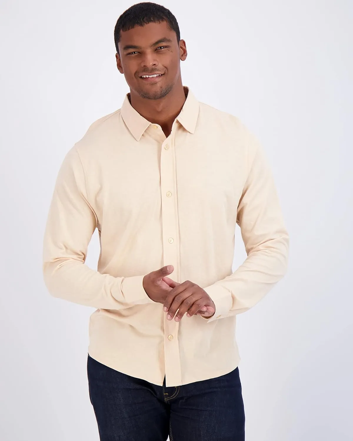 Real Essentials 3-Pack: Men's Classic Style Casual Long Sleeve Button Down Collared Shirt (Available in Big & Tall)