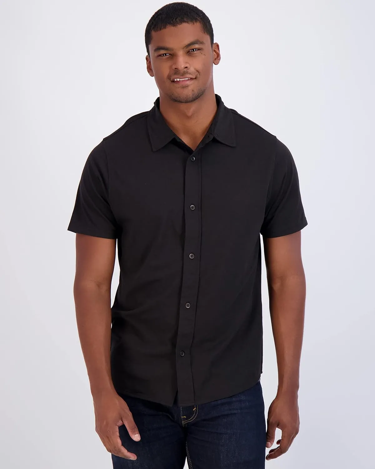 Real Essentials 3-Pack: Men's Regular Fit Casual Short Sleeve Button Down Shirt (Available in Big & Tall)
