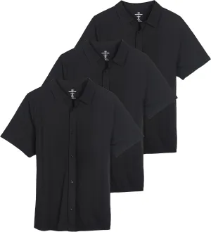 Real Essentials 3-Pack: Men's Regular Fit Casual Short Sleeve Button Down Shirt (Available in Big & Tall)