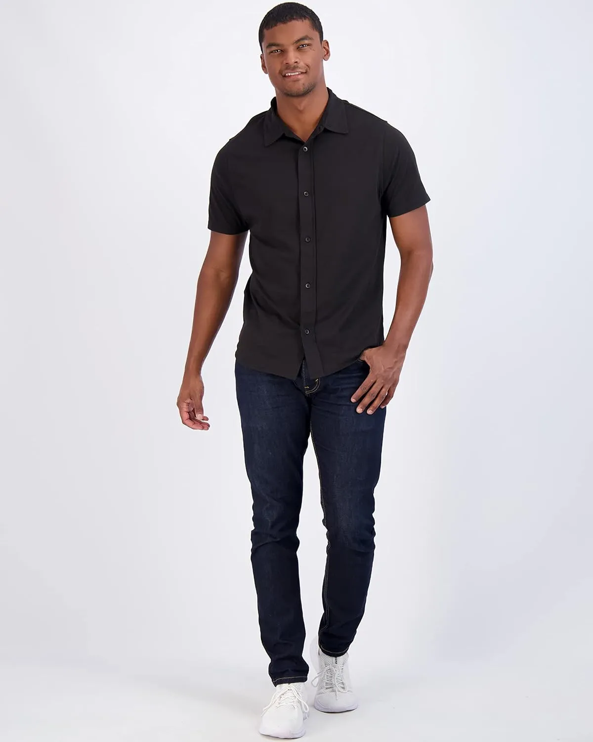Real Essentials 3-Pack: Men's Regular Fit Casual Short Sleeve Button Down Shirt (Available in Big & Tall)