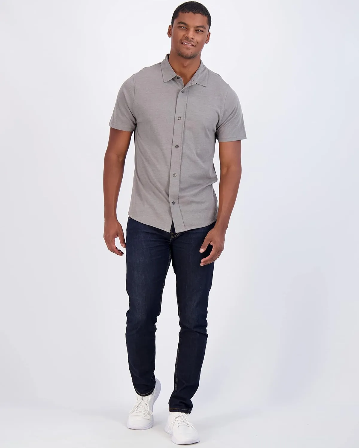 Real Essentials 3-Pack: Men's Regular Fit Casual Short Sleeve Button Down Shirt (Available in Big & Tall)