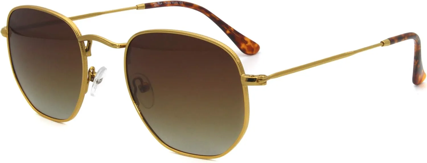 RICH MODE Polarized Hexagon Sunglasses for Women Men Polygon Square Sun Glasses UV400 Protection Metal Frame