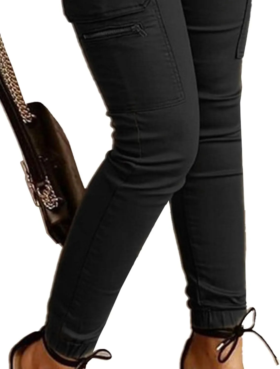 SEMATOMALA Women's Multi Pockets Cargo Pants Casual Relaxed-Fit Work Pants Tapered Skinny Slim Fitted Trousers