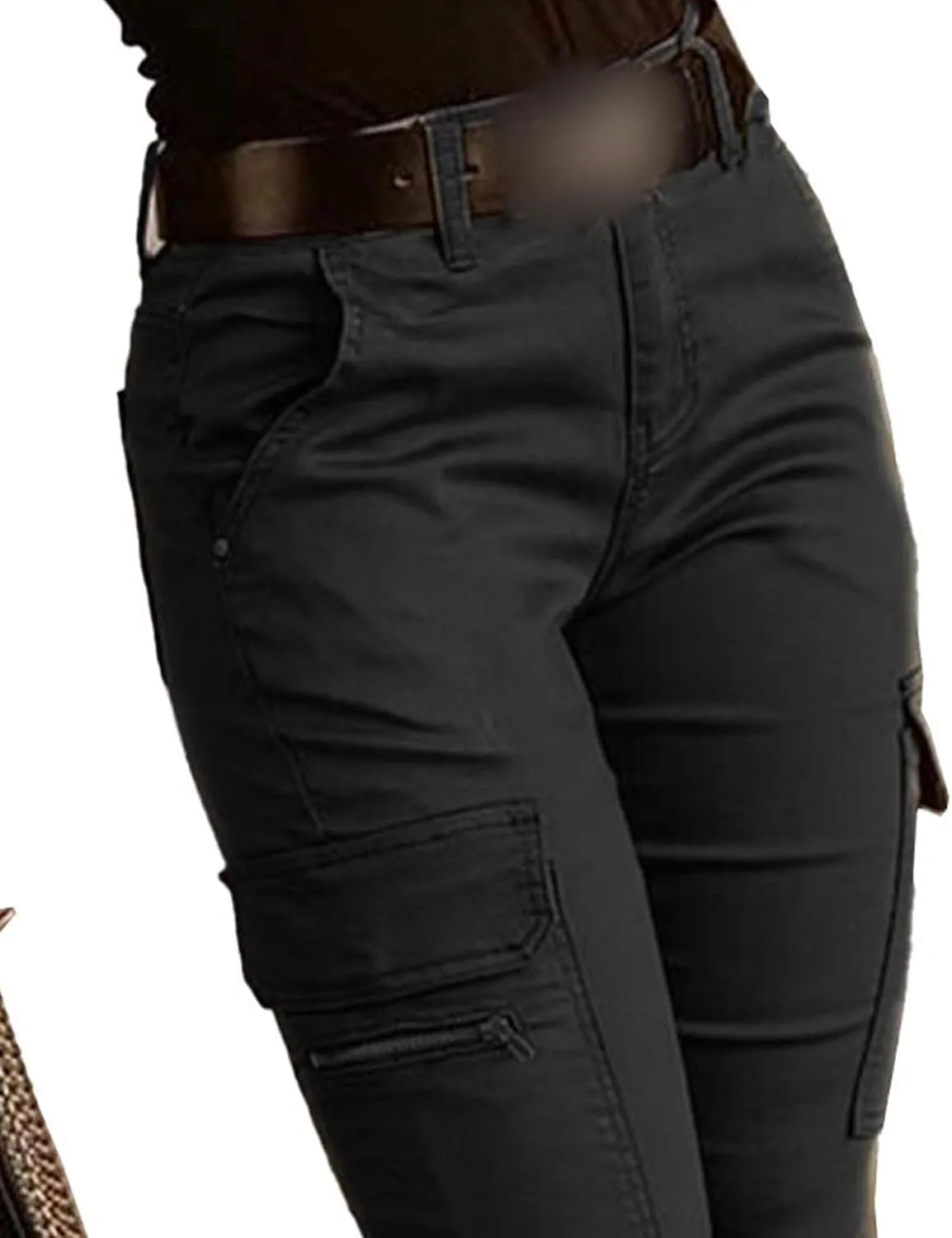 SEMATOMALA Women's Multi Pockets Cargo Pants Casual Relaxed-Fit Work Pants Tapered Skinny Slim Fitted Trousers