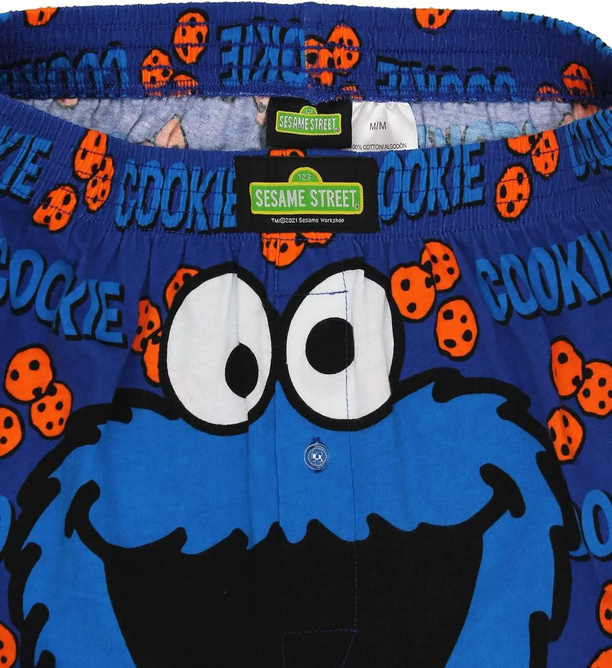 Sesame Street Men's Button Fly Boxer Lounge Shorts