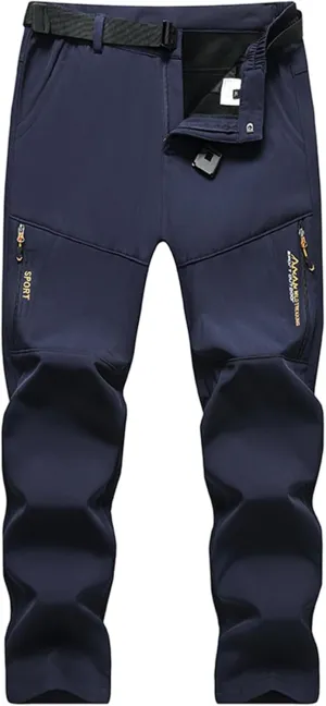 Snow Pants Men Waterproof Outdoor Hiking Ski Snowboard Pants Softshell Fleece Lined Winter Pants with Pockets