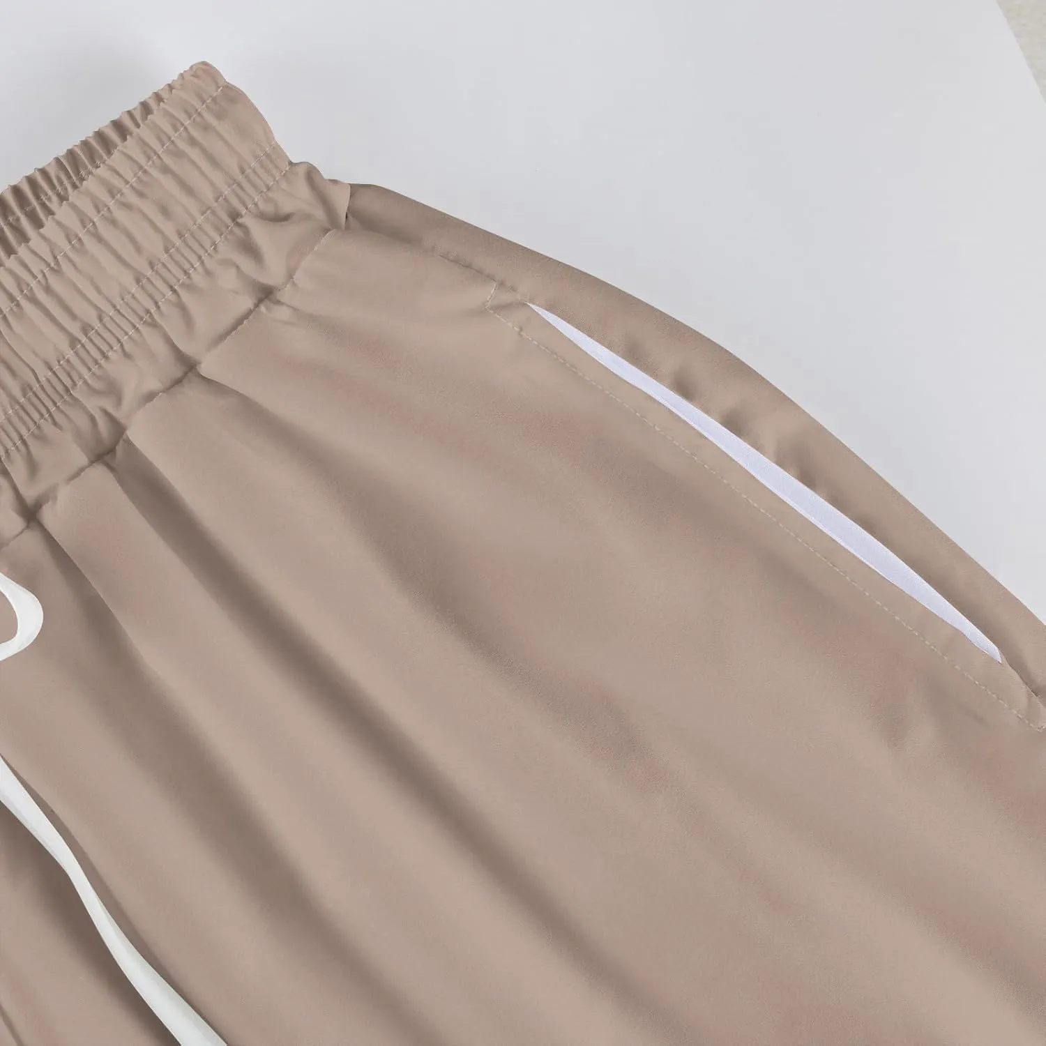 Summer Wide Leg Pants for Women High Waistd Flowy Pants Side Split Drawstring Elastic Waist Solid with Pockets Outfits
