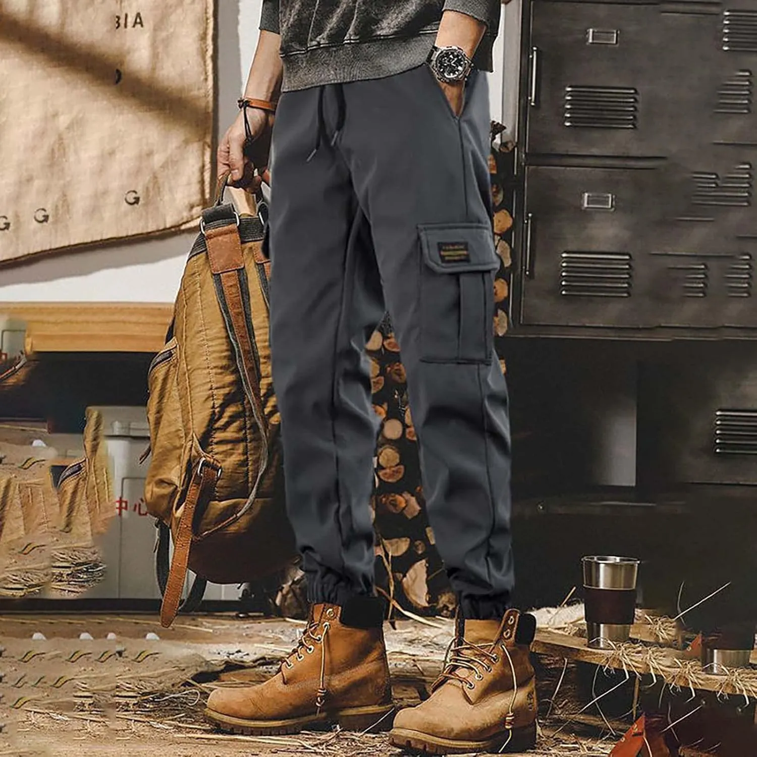 Tactical Jogger Pants for Men Multi Pockets Outdoor Cargo Track Pants Loose Fit Casual Workout Gym Hiking Sweatpants