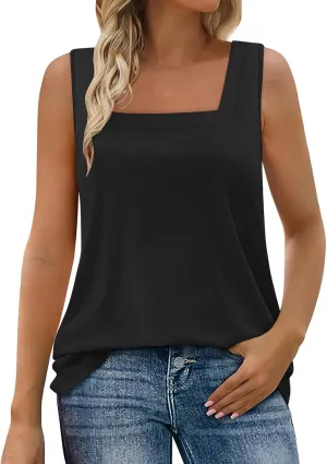Tank Top for Women Trendy Square Neck Sleeveless Casual Tops Soft Loose Fit Workout Basic Summer Clothes 2025