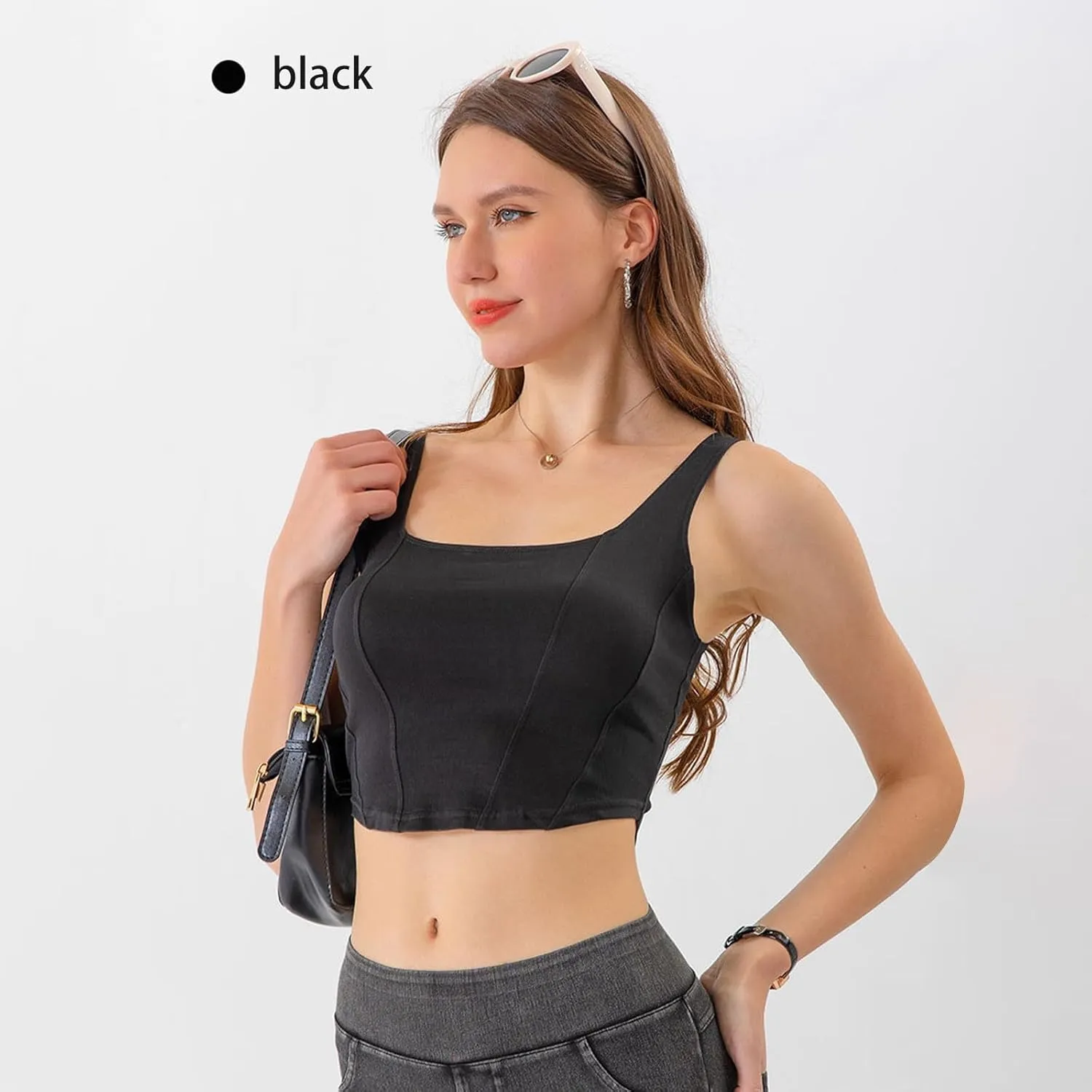 Tank Tops for Women 2025 U-Neck Sleeveless Workout Vest Stretch Denim Sports Lingerie Camisoles Without Pads