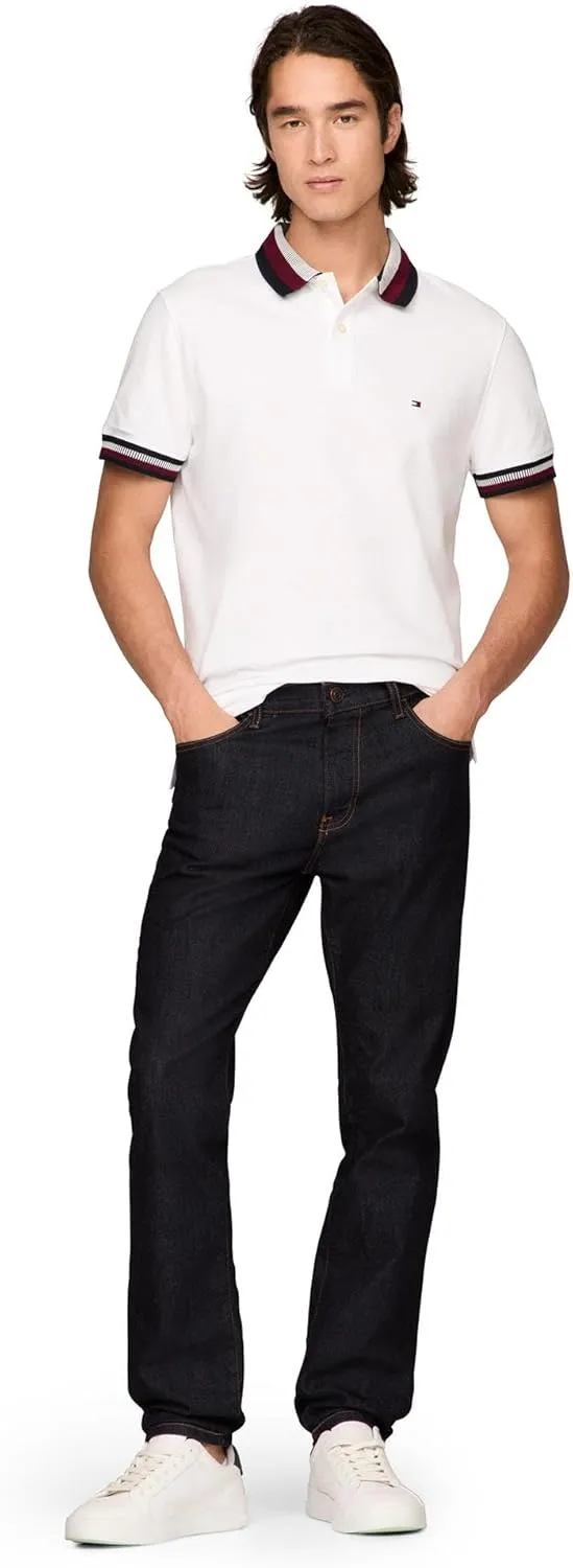 Tommy Hilfiger Men's Short Sleeve Casual Polo Shirts in Regular Fit with Stretch and Collar Designs