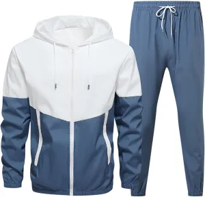 Tracksuit Men 2 Piece Set Full Zip Hoodie & Jogger Sweatpants Set Fashion Athletic Sweat Suits with Pockets