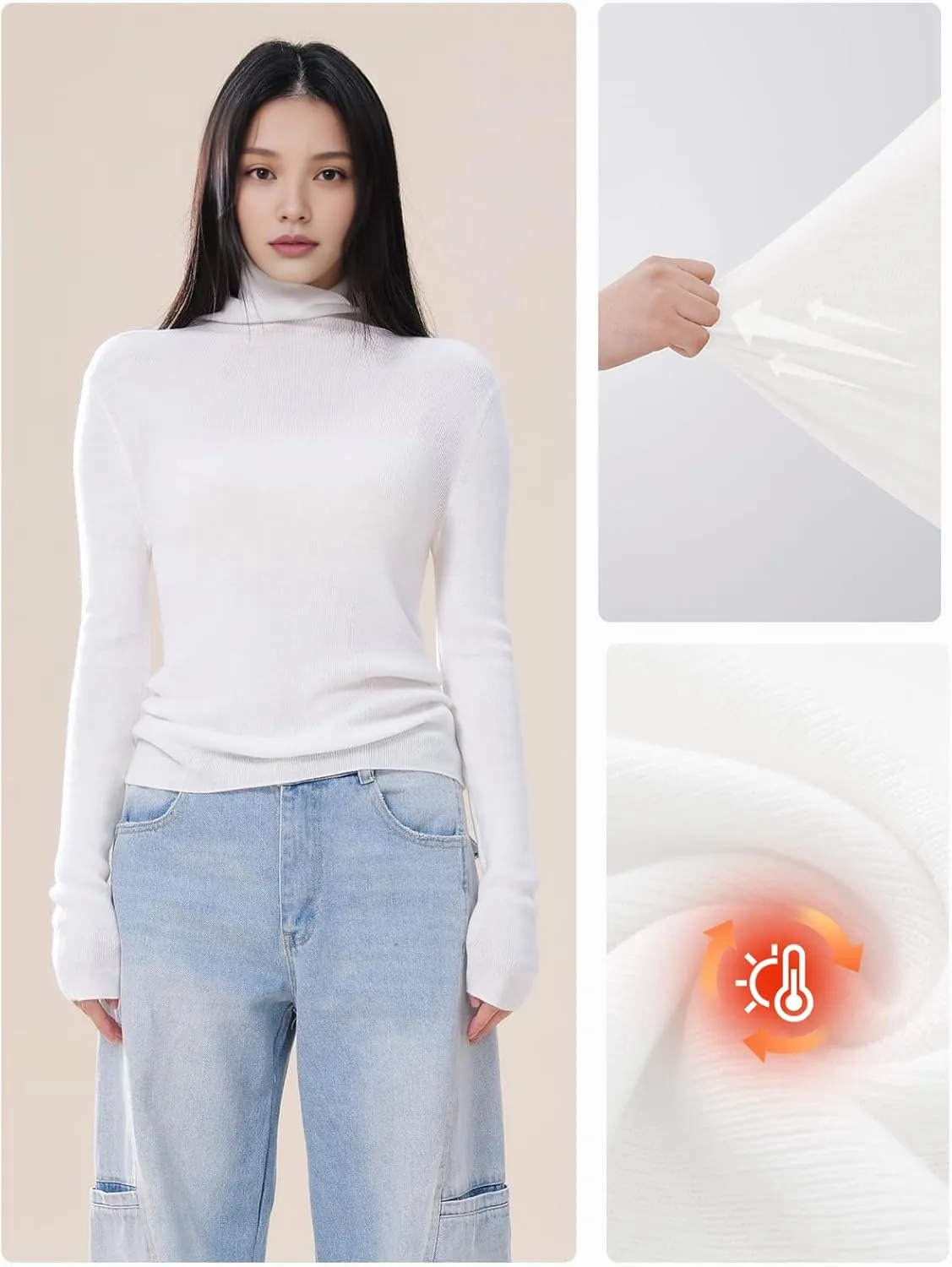 Turtle Necks Tops for Women 2025 Cute Knitted Warm Fitted Sweater Business Outfits Turtleneck Sweaters for Women