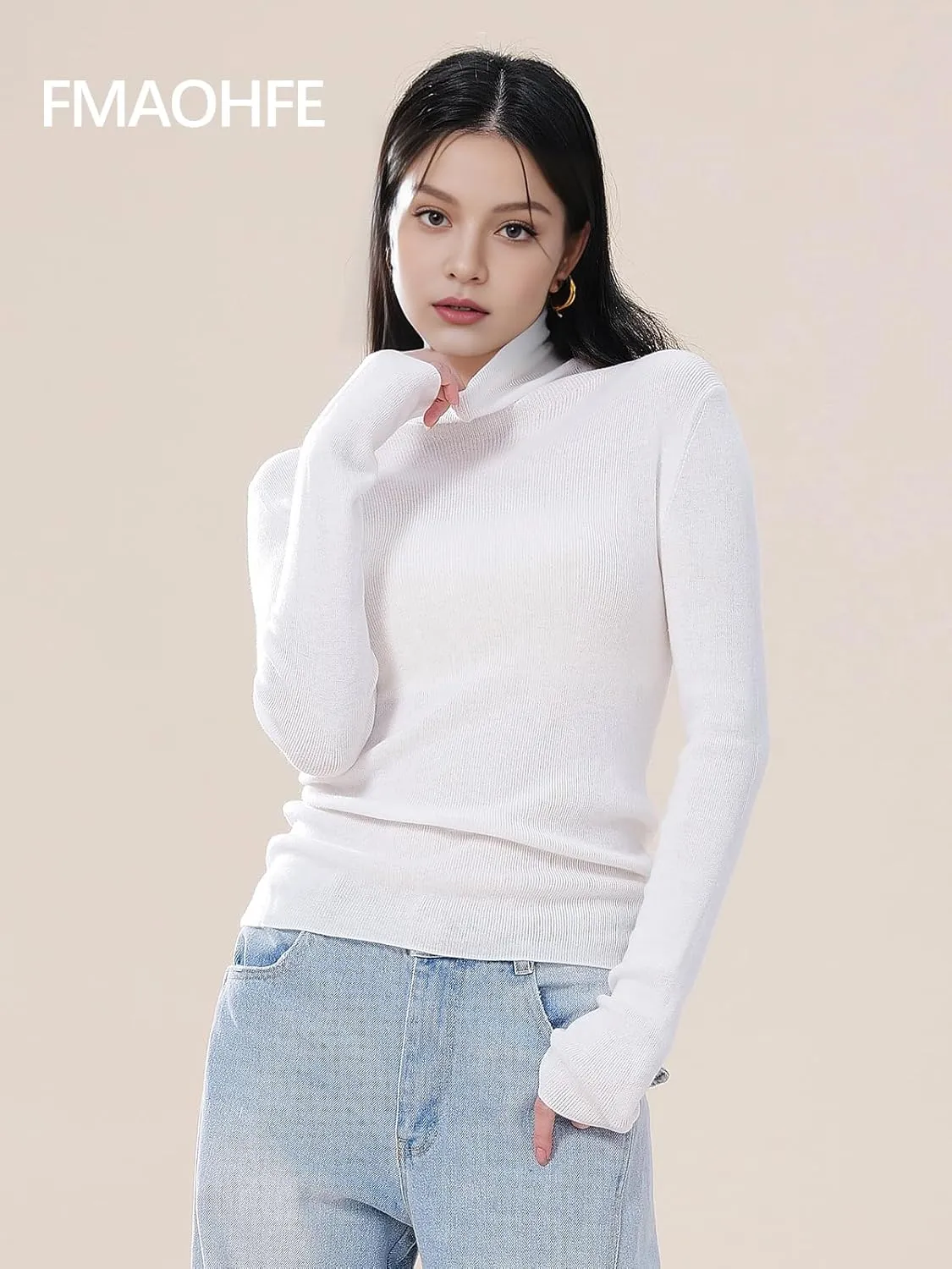 Turtle Necks Tops for Women 2025 Cute Knitted Warm Fitted Sweater Business Outfits Turtleneck Sweaters for Women