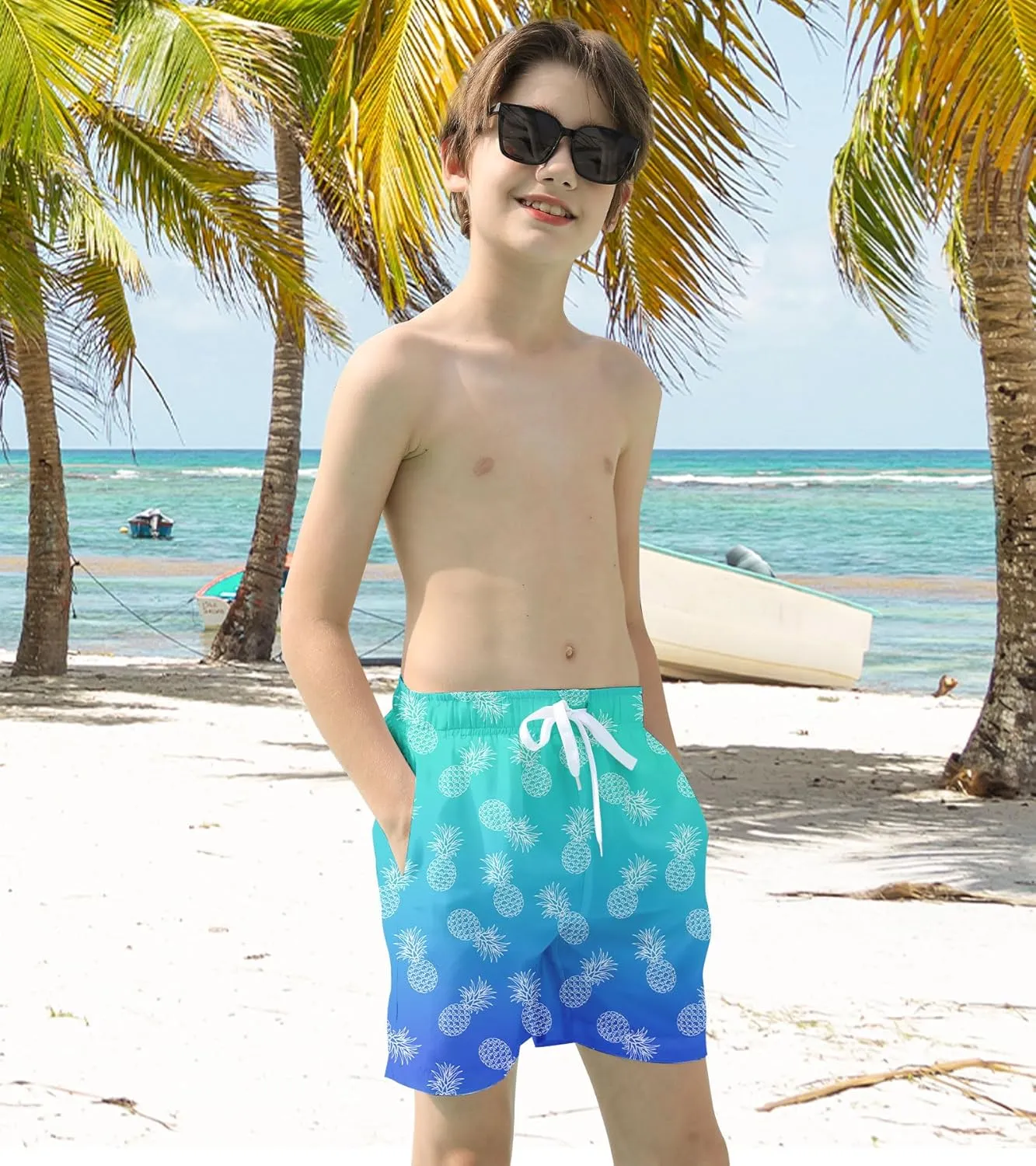 uideazone Boys Swim Trunks with Compression Liner Swim Shorts Quick Dry Swimsuit Anti-Chafe Swimwear 7-20T