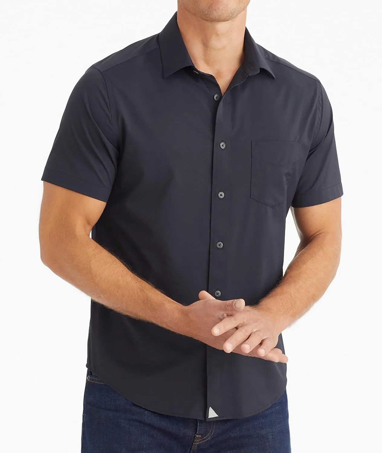 UNTUCKit Gironde - Untucked Performance Shirt for Men, Short Sleeve, Wrinkle-Free, Slim Fit