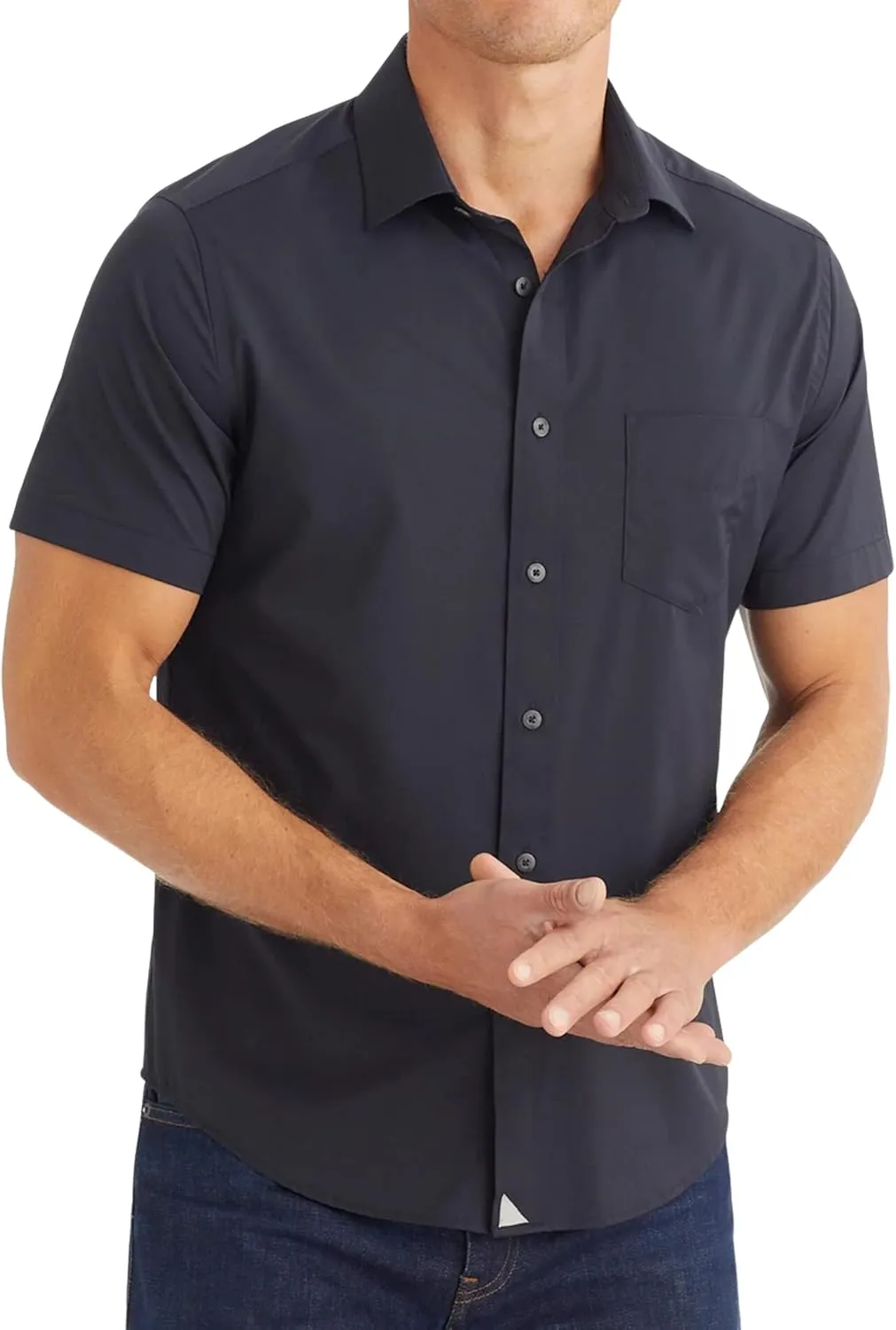 UNTUCKit Gironde - Untucked Performance Shirt for Men, Short Sleeve, Wrinkle-Free, Slim Fit