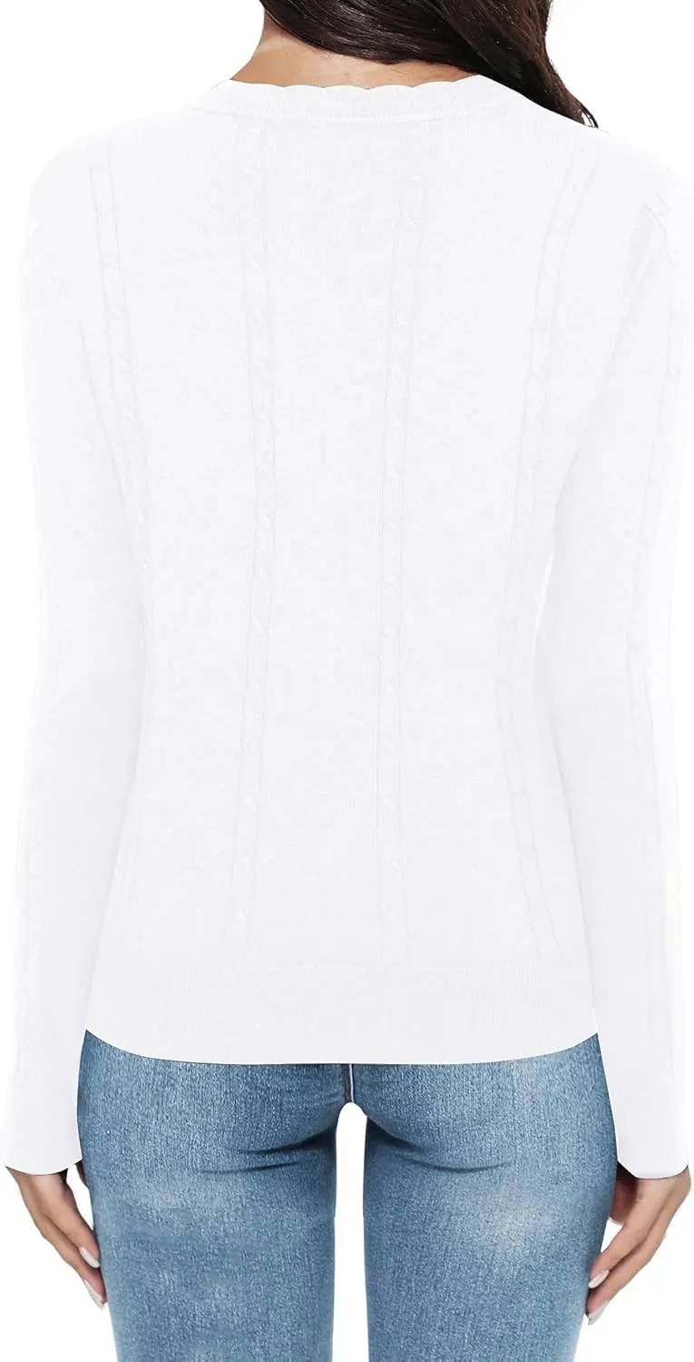 Urban CoCo Women's Lightweight Crew Neck Cropped Cardigan Long Sleeve Open Front Soft Knit Tops Casual Outfit