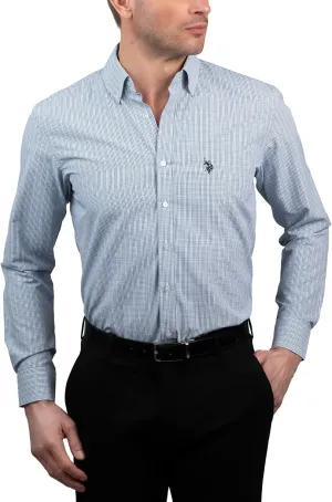 U.S. Polo Assn. Slim Fit Long Sleeve Button Down Dress Shirts for Men Wrinkle Free Long Sleeve Shirt Mens Formal Stretch