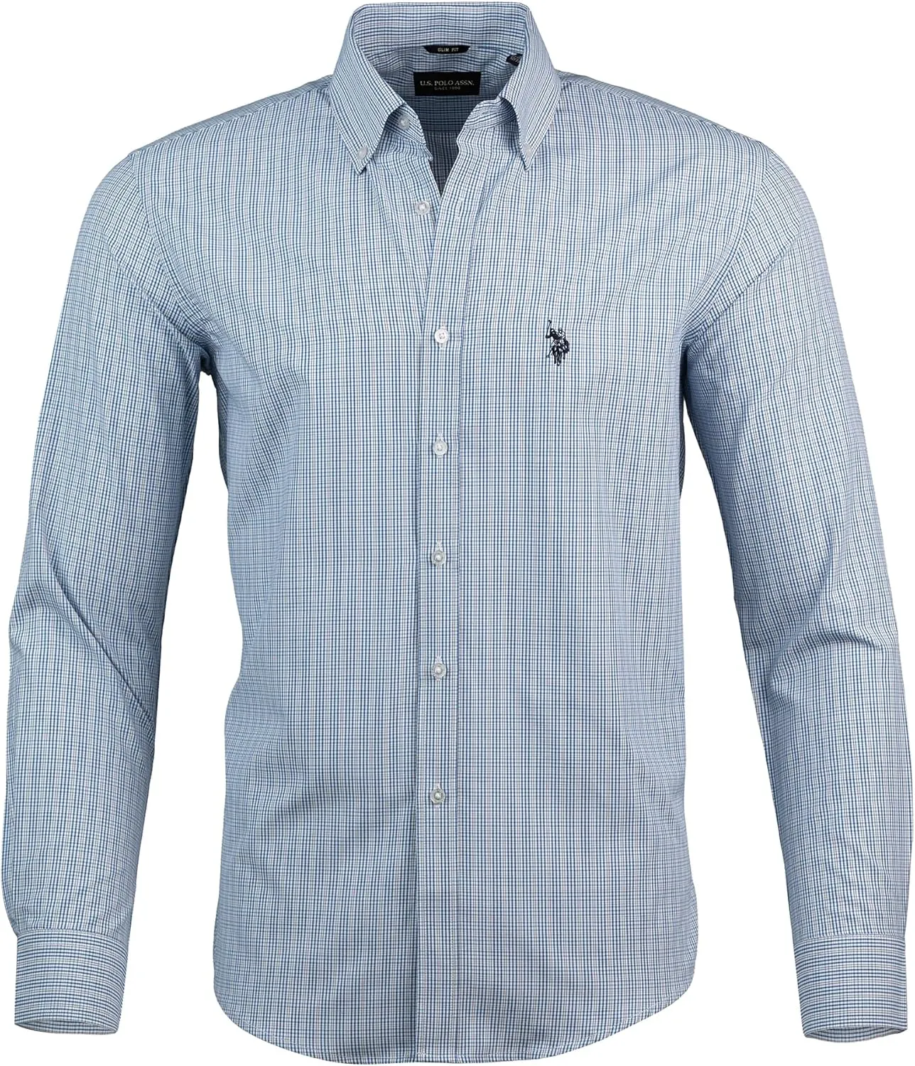 U.S. Polo Assn. Slim Fit Long Sleeve Button Down Dress Shirts for Men Wrinkle Free Long Sleeve Shirt Mens Formal Stretch