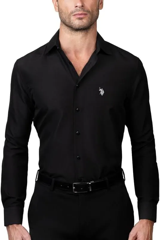 U.S. Polo Assn. Slim Fit Long Sleeve Button Down Dress Shirts for Men Wrinkle Free Long Sleeve Shirt Mens Formal Stretch