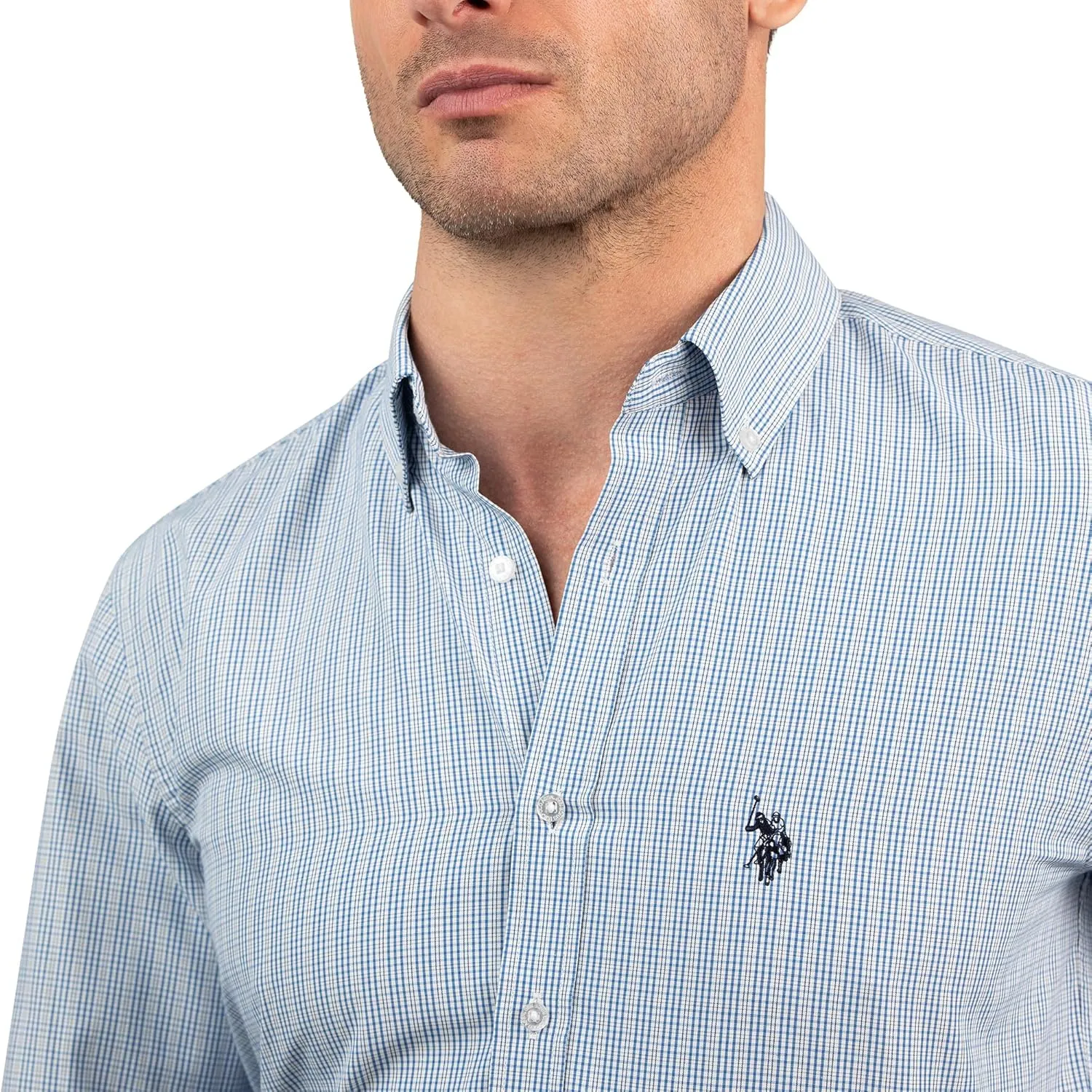 U.S. Polo Assn. Slim Fit Long Sleeve Button Down Dress Shirts for Men Wrinkle Free Long Sleeve Shirt Mens Formal Stretch