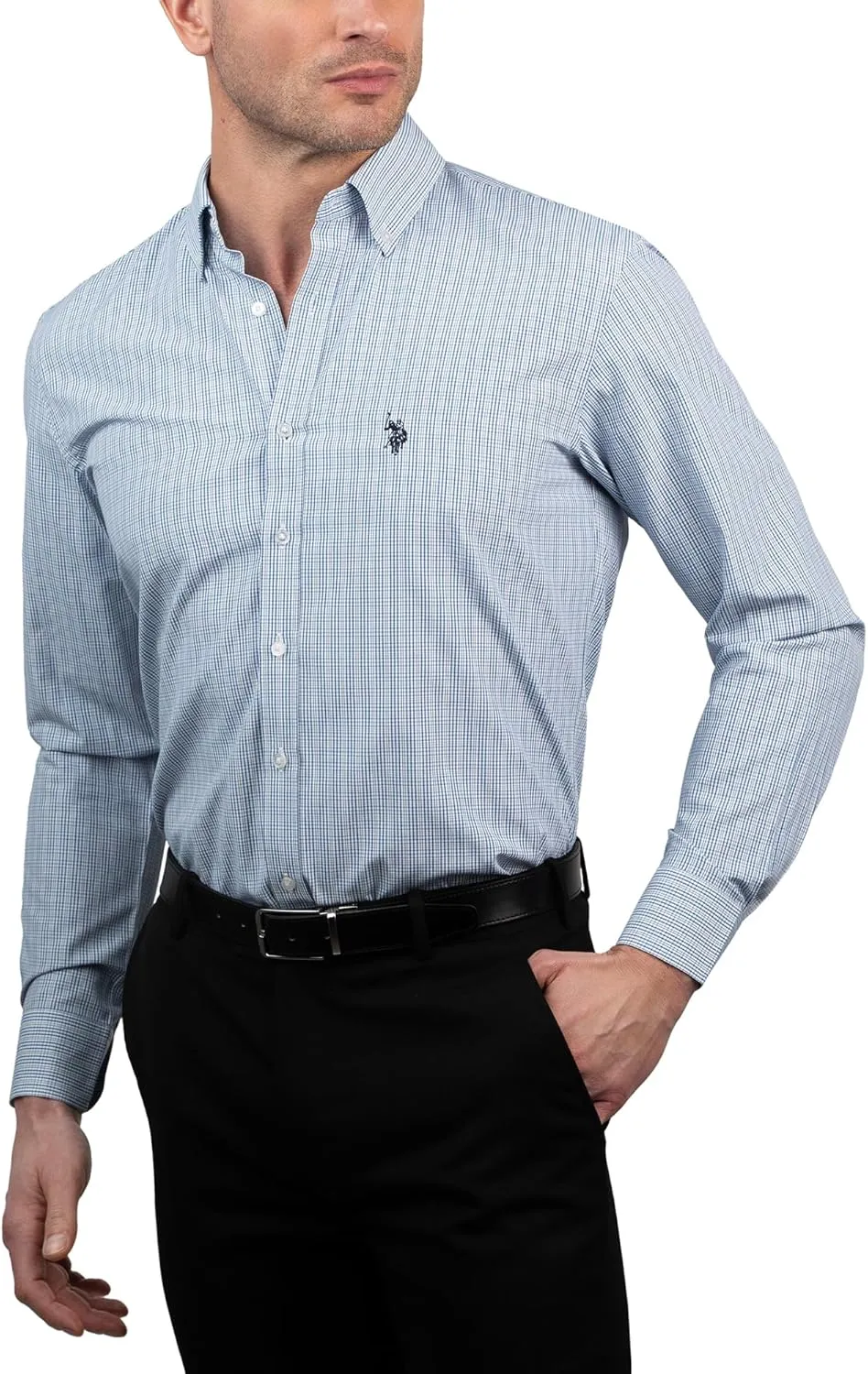 U.S. Polo Assn. Slim Fit Long Sleeve Button Down Dress Shirts for Men Wrinkle Free Long Sleeve Shirt Mens Formal Stretch