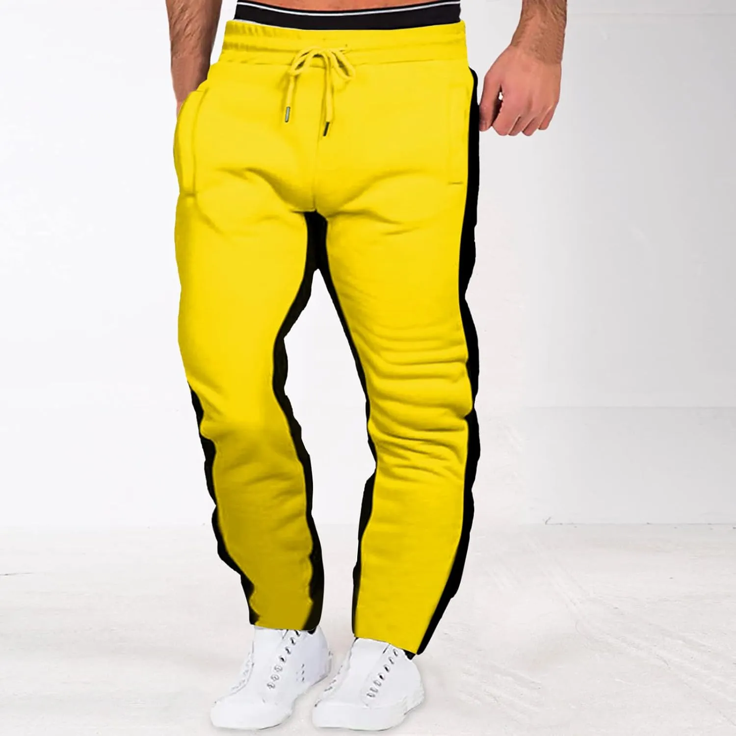 Vickyleb Joggers for Men Fashion,Men's Slim Fit Fleece Pants Winter Big and Tall Baggy Jogger Sweatpants