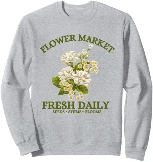Vintage Flower Market Fresh Daily Floral Graphic Tops Sweatshirt